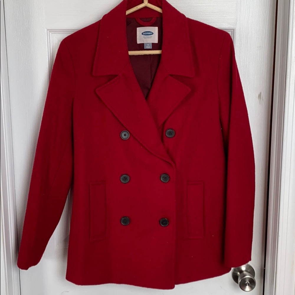 Red Old Navy Pea Coat